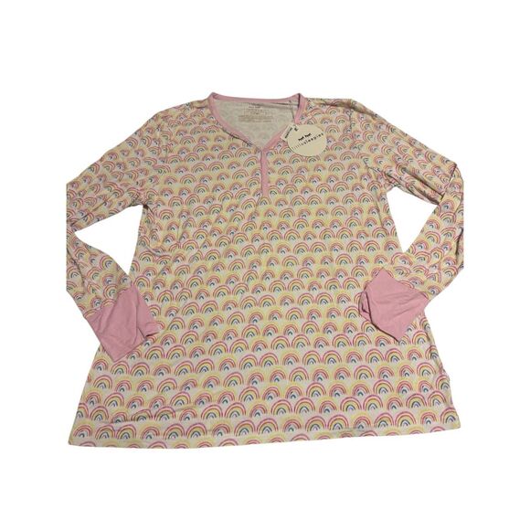 Little sleepies size L women’s pastel rainbows long LS bamboo top - NWT - Picture 1 of 7